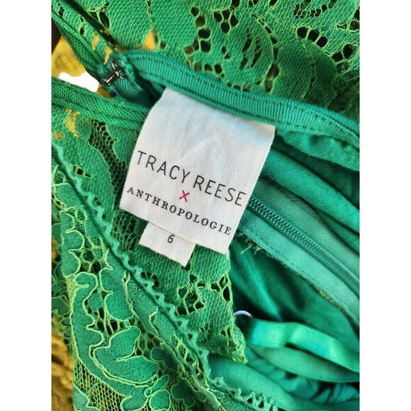 Tracy Reese x Anthropologie green lace dress 6 - Picture 4 of 9